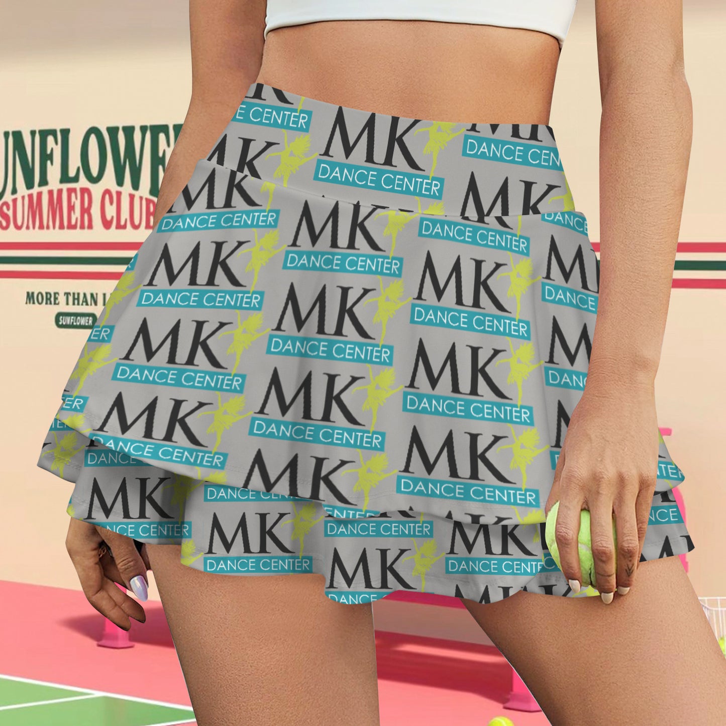 High Waist Layered Ruffle Pockets Sports Skirt